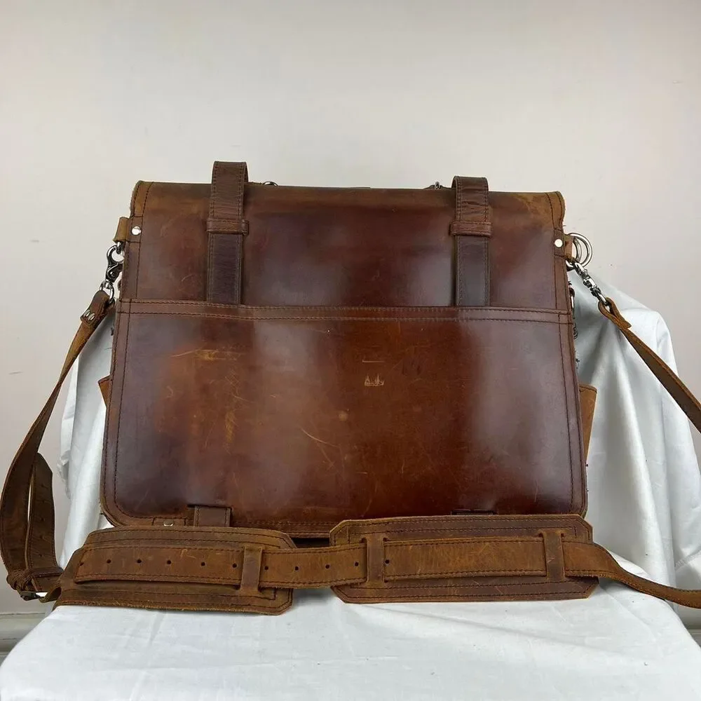 Large Leather Brown Laptop Brifcase Bag Men’s